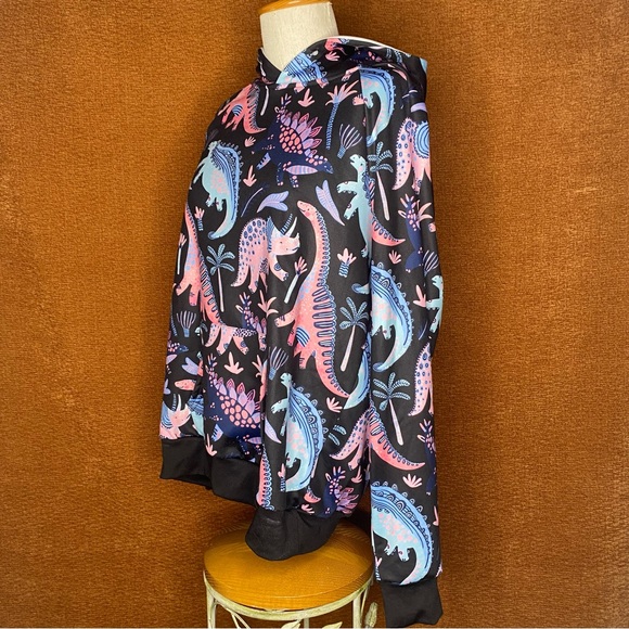 Modern Pixie Lady Pink/Black Dinosaur Teacher Preschool Kidcore Hoodie, Size L. - Picture 4 of 4